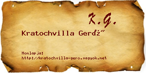 Kratochvilla Gerő névjegykártya